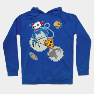 Cartoon cat astronaut in space with pizza Hoodie